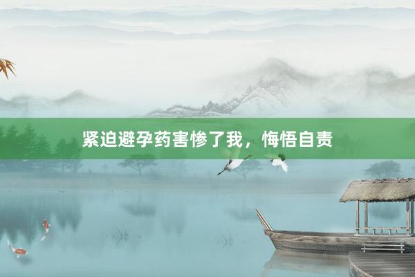 紧迫避孕药害惨了我，悔悟自责
