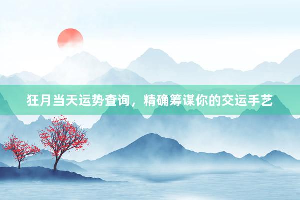 狂月当天运势查询，精确筹谋你的交运手艺