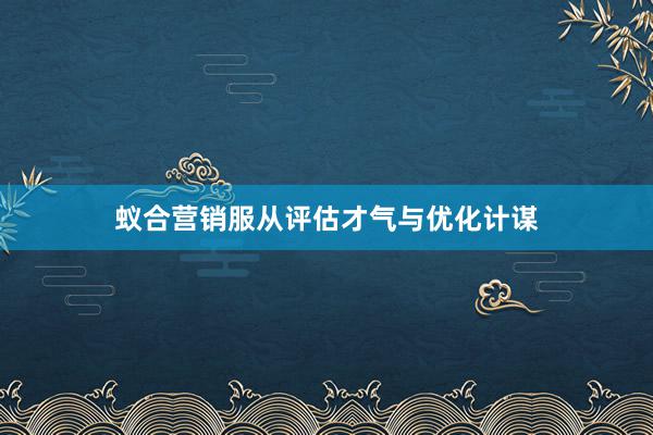 蚁合营销服从评估才气与优化计谋